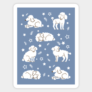 White Poodle Pattern Magnet